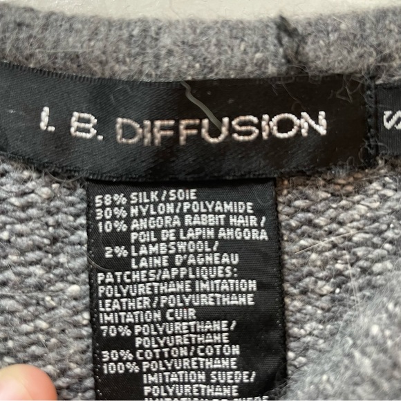 Silk/Wool oversized sweater grey floral faux leather floral S - Picture 9 of 13